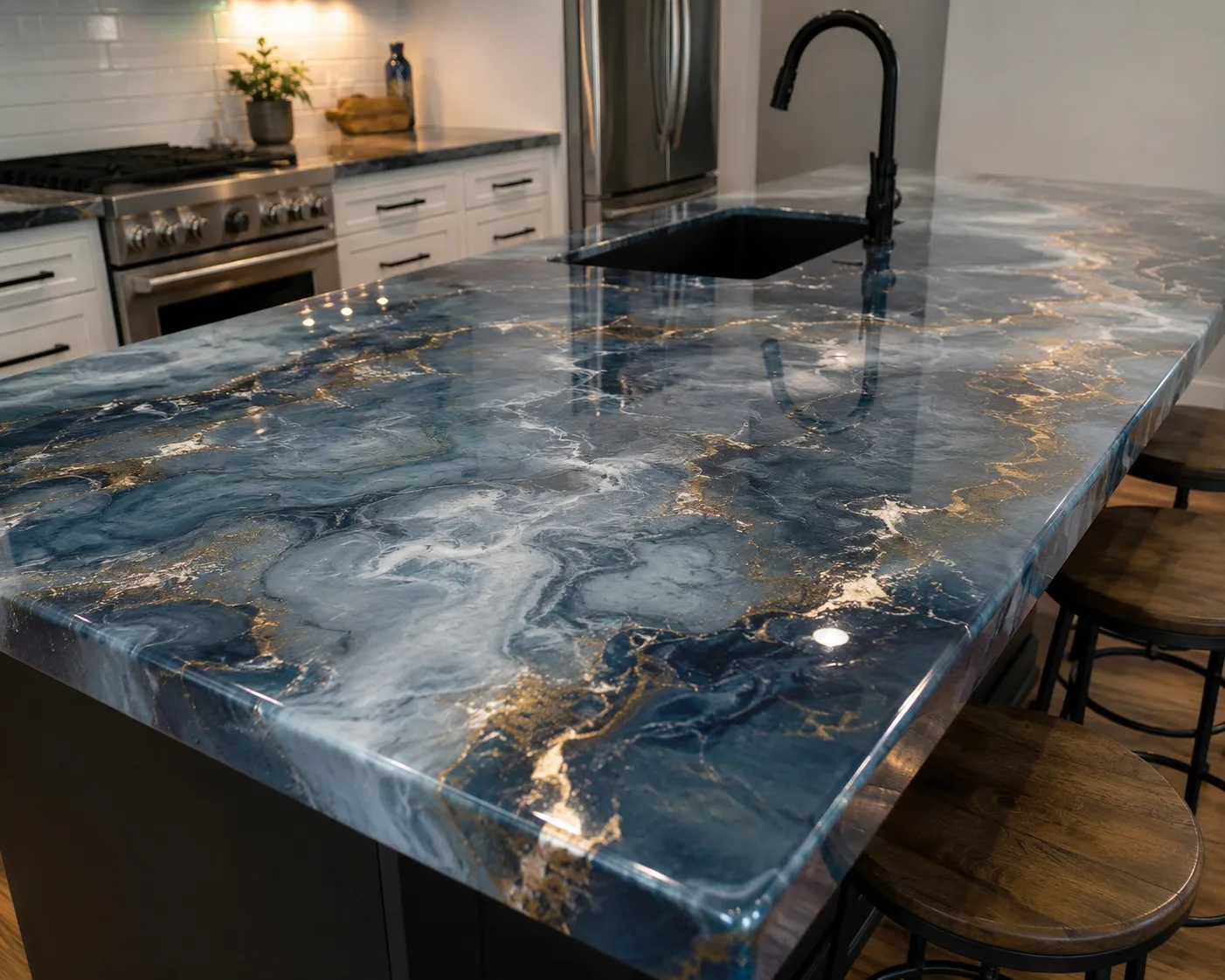 Metallic Epoxy Countertops finish available from Mountain Home Epoxy Flooring by Twin Lakes Epoxy