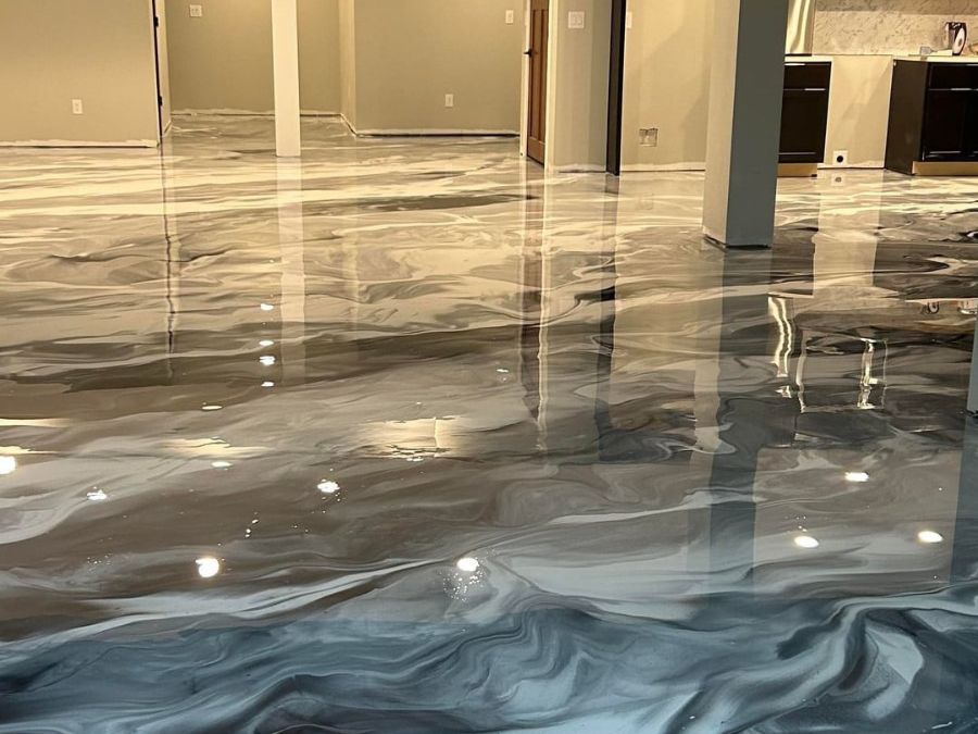 Metallic epoxy floor finish